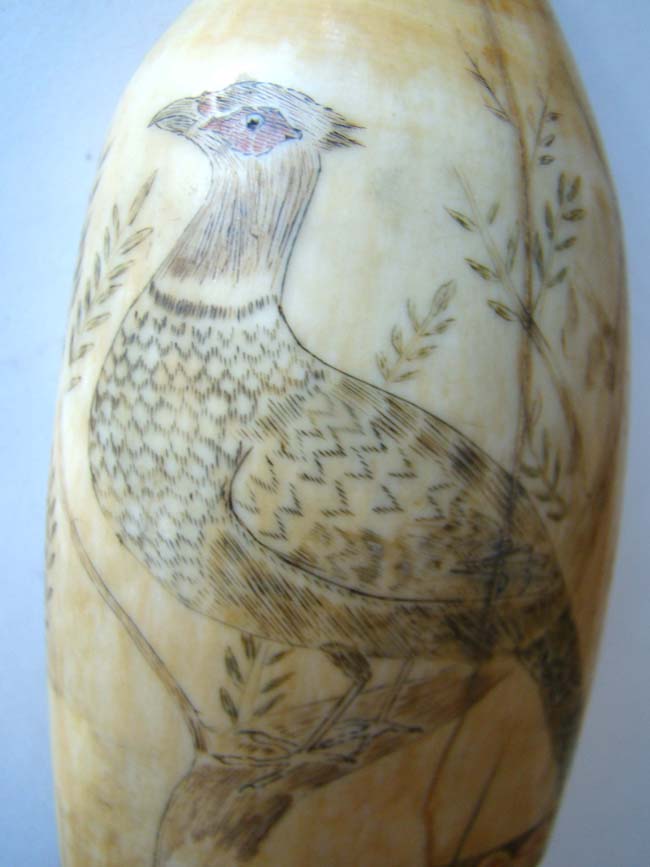 An American scrimshawed Whale's Tooth with polycrome decoration circa 1850 — image 6